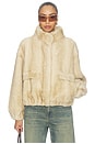 view 1 of 5 Iris Shaved Faux Mink Bomber Jacket in Latte
