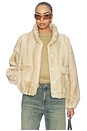 view 2 of 5 Iris Shaved Faux Mink Bomber Jacket in Latte