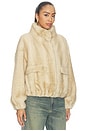 view 4 of 5 Iris Shaved Faux Mink Bomber Jacket in Latte
