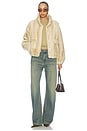 view 6 of 5 Iris Shaved Faux Mink Bomber Jacket in Latte