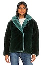 view 2 of 5 Kendall Faux Fur Jacket in Emerald Green & Sapphire Blue