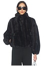 view 1 of 6 Iris Shaved Faux Mink Bomber in Noir Multi