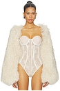 view 3 of 6 Nilde Faux Fur Bodysuit in Almond