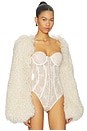 view 4 of 6 Nilde Faux Fur Bodysuit in Almond