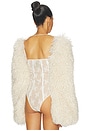 view 5 of 6 Nilde Faux Fur Bodysuit in Almond