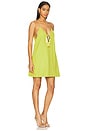 view 2 of 4 Crystal Embellished Bow Mini Dress in Chartreuse