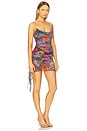 view 2 of 4 Crystal Embellished Printed Tulle Mini Dress in Pink Multi