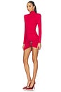 view 2 of 3 Draped Long Sleeve Mini Dress in Wine Red