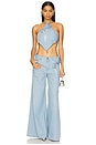 view 5 of 6 Crystal Rosette Wide Leg Jeans in Super Light Blue