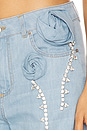 view 6 of 6 Crystal Rosette Wide Leg Jeans in Super Light Blue