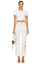 view 5 of 6 Crystal Grommet Straight Leg Jean in Cream
