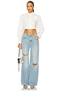 view 5 of 6 Distressed Crystal Relaxed Slit Jean in Medium Blue