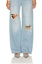view 6 of 6 Distressed Crystal Relaxed Slit Jean in Medium Blue