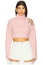 view 1 of 5 Flower Cropped Turtleneck Sweater in Baby Pink