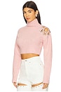 view 2 of 5 Flower Cropped Turtleneck Sweater in Baby Pink