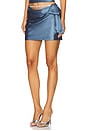 view 3 of 6 Crystal Embellished Satin Mini Skirt in Steel Blue