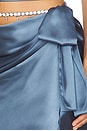 view 6 of 6 Crystal Embellished Satin Mini Skirt in Steel Blue