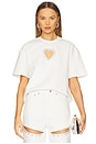 view 1 of 5 Crystal Heart Cutout T-Shirt in Off White