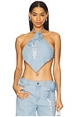 view 1 of 6 Crystal Rosette Handkerchief Top in Super Light Blue