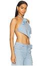 view 2 of 6 Crystal Rosette Handkerchief Top in Super Light Blue