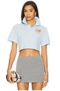 view 1 of 5 Crystal Heart Cutout Cropped Polo Top in Baby Blue