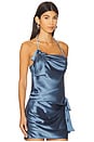 view 2 of 5 Crystal Embellished Satin Halter Top in Steel Blue