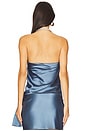 view 3 of 5 Crystal Embellished Satin Halter Top in Steel Blue