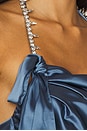 view 5 of 5 Crystal Embellished Satin Halter Top in Steel Blue