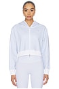 view 2 of 6 Cropped Zip Hoodie Jacket in Harbor Blue Pinstripe