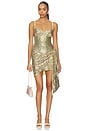 view 1 of 4 Wrapped Sequin Mini Dress in Gold Multi
