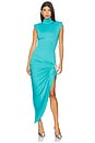 view 1 of 3 Crystal Cluster Draped Midi Dress in Teal