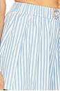 view 6 of 6 Crystal Grommet Poplin Pleated Short in White & Blue