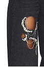 view 6 of 6 Crystal Chain Cutout Relaxed Jean in Washed Black