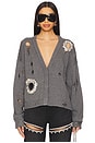 view 1 of 6 Distressed Crystal Cardigan in Grey