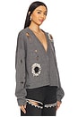 view 2 of 6 Distressed Crystal Cardigan in Grey