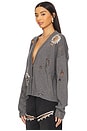 view 3 of 6 Distressed Crystal Cardigan in Grey