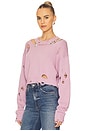 view 3 of 6 Distressed Crystal Sweater in Antique Pink