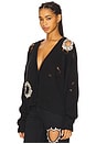 view 3 of 6 Distressed Crystal Cardigan in Black