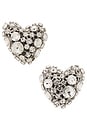 view 1 of 4 Crystal Cluster Heart Earrings in Clear Crystal & Silver