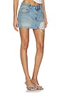 view 2 of 6 Crystal Fray Denim Mini Skirt in Medium Blue
