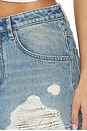 view 6 of 6 Crystal Fray Denim Mini Skirt in Medium Blue
