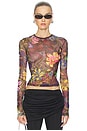 view 1 of 5 Hotfix Printed Tulle Long Sleeve Top in Multi