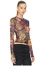 view 2 of 5 Hotfix Printed Tulle Long Sleeve Top in Multi