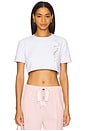 view 1 of 5 Crystal Rosette Cropped Tee in White