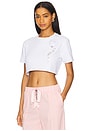 view 2 of 5 Crystal Rosette Cropped Tee in White