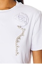 view 5 of 5 Crystal Rosette Cropped Tee in White