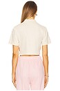 view 3 of 5 Crystal Bow Cropped Polo in Cream & Pink