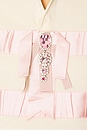 view 5 of 5 Crystal Bow Cropped Polo in Cream & Pink