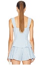 view 3 of 5 Crystal Grommet Poplin Corset Top in White & Blue