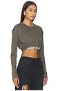 view 2 of 5 Crystal Cluster Long Sleeve Cropped T-shirt in Charcoal